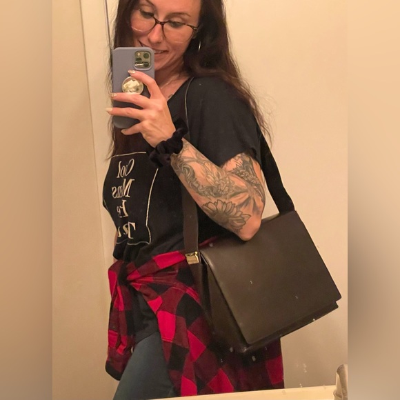 SALVATORE FERRAGAMO / VINTAGE! RARE! Espresso Brown Leather Shoulder Bag - Picture 13 of 16